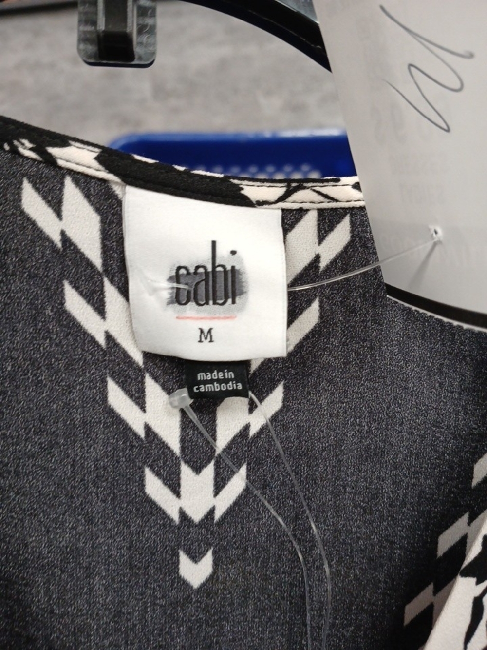 Cabi Black & White Geometric Floral Print Dress  Cross Over V-Neck Size M